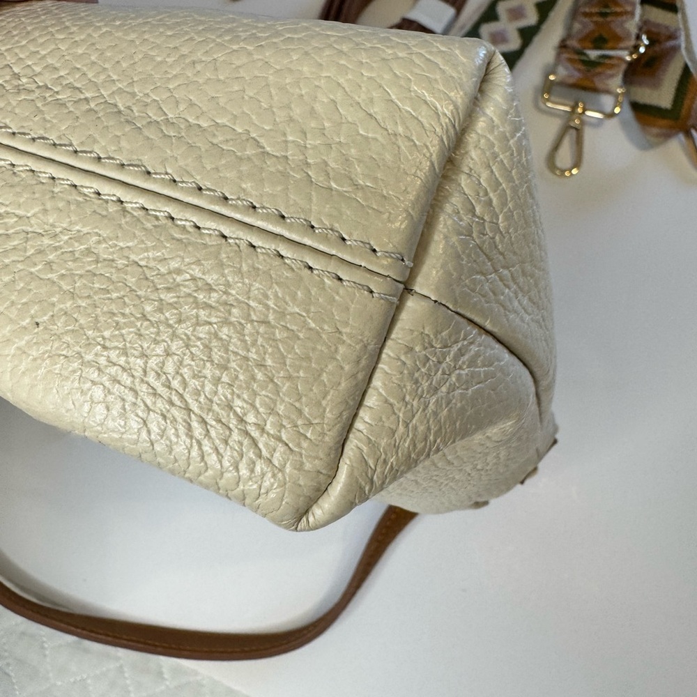 Valentina Cream Pebbled Leather Triple Compartment - Picture 10 of 10